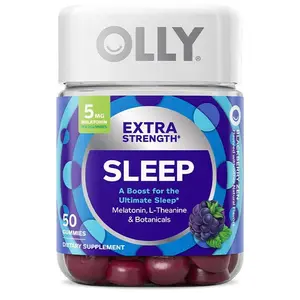 OLLY Extra Strength Sleep Gummy, 5 mg Melatonin, L-Theanine, Chamomile, Lemon Balm, Sleep Aid, BlackBerry - 50 Count OLLY Extra Strength Sleep Gummy, 5 mg Melatonin, L-Theanine, Chamomile, Lemon Balm, Sleep Aid, BlackBerry - 50 Count