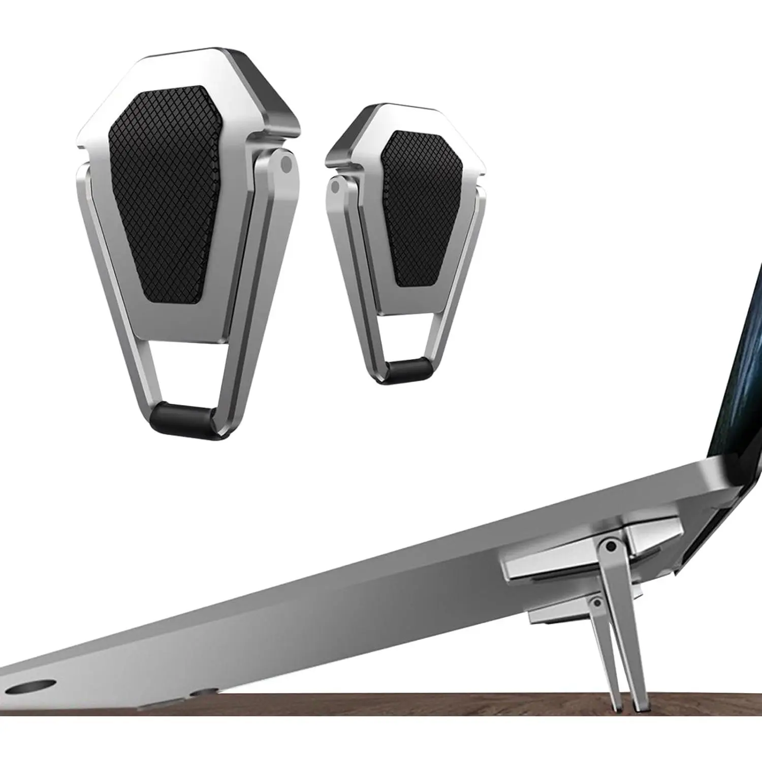 Laptop Stand Portable,Zinc Alloy Laptop Mini Stand,Laptop Riser Invisible,Ergonomic Laptop Stand Cooling Suitable for 12-20 Inches Laptop.(Silver-2pieces)