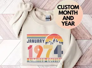 1974 Sweatshirt, 1974 Birthday Sweatshirt Sweater, 1974 Birthday Year Number Sweat for Women Or Man, Birthday Gift, 50th Birthday Sweatshirt TTS 1 1511x08