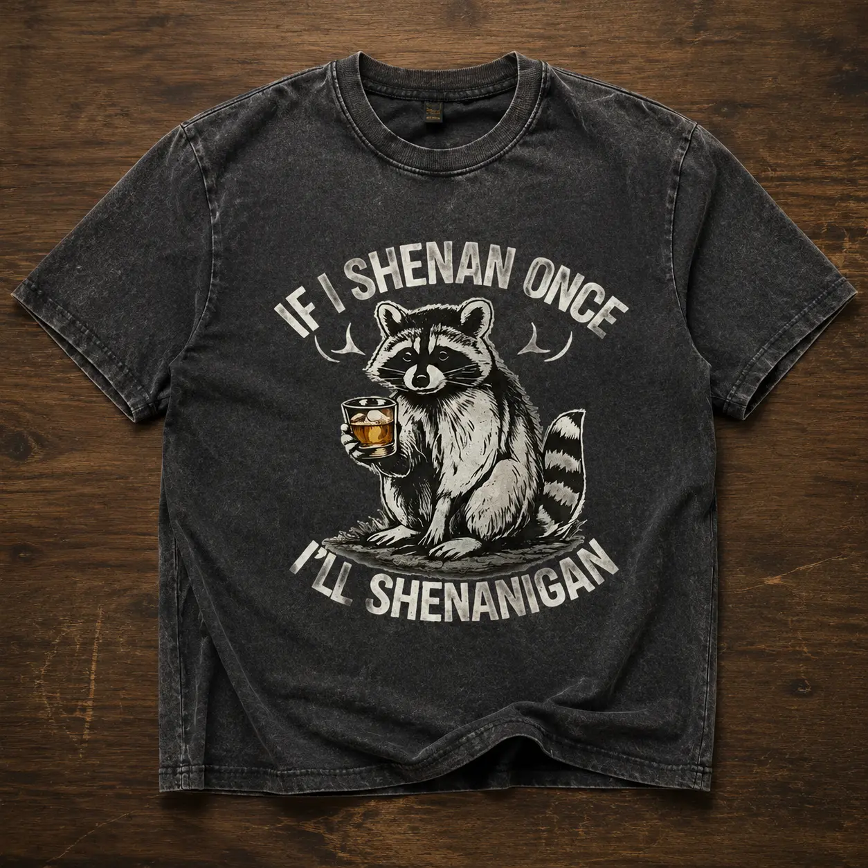 Women's Funny Raccoon Graphic T-Shirt, Retro 'Shenanigan' Meme Cotton Tee with a Relaxed Fit and Round Neck