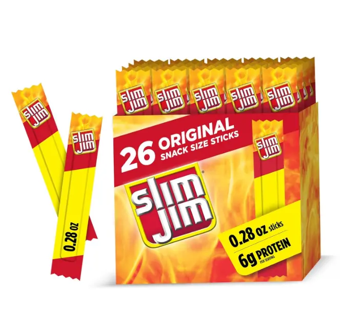 Slim Jim Smoked Jerky Snack Sticks, Original Flavor, 6g Protein Per Serving, 0.28 oz. (26-Count)