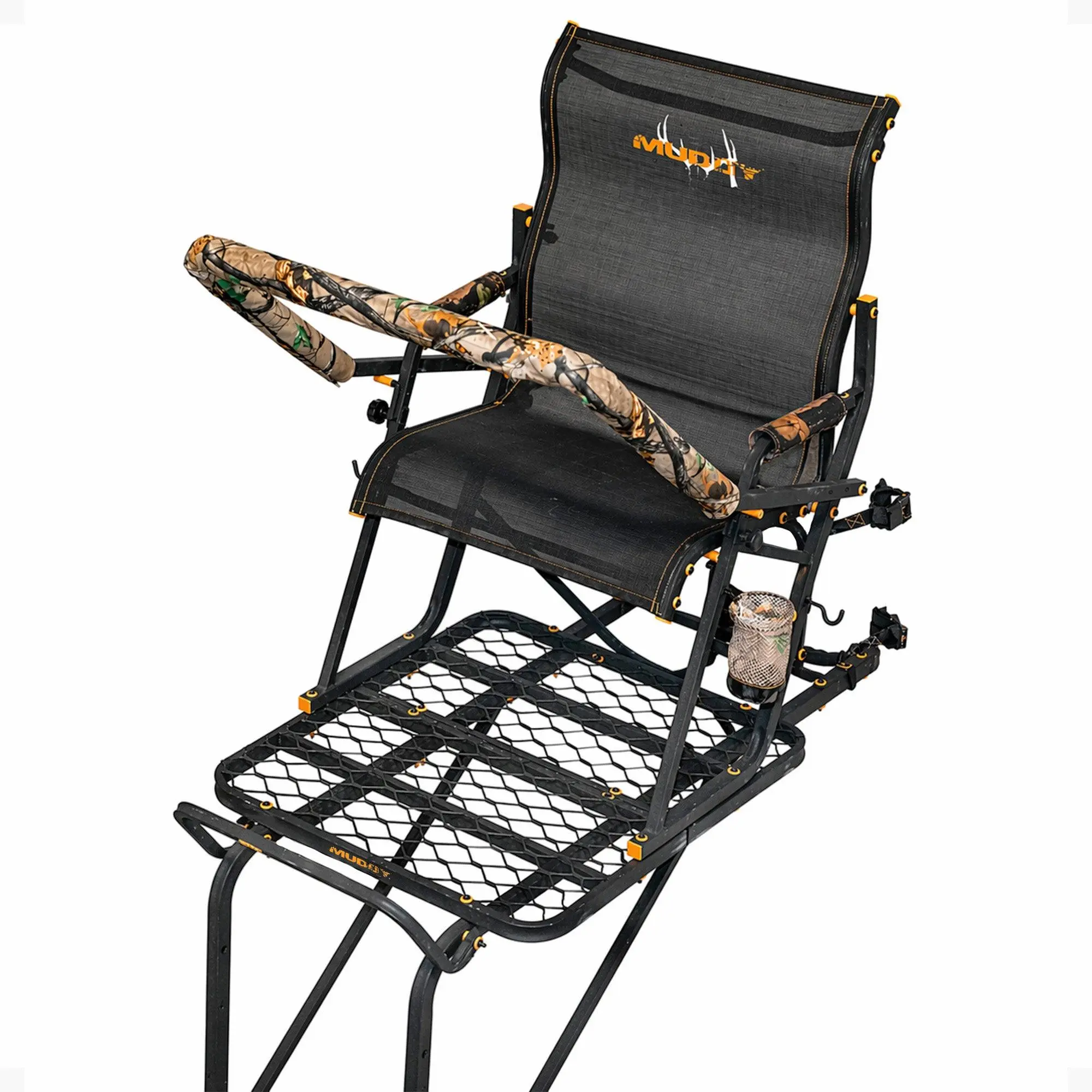 Muddy Boss Hawg 1.5 Deer Hunting 17 Foot Ladderstand Tree Stand w/Lumbar Seat