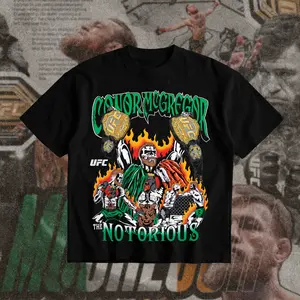 Notorious Conor McGregor UFC Graphic Tee Conor McGregor T-Shirt Premium UFC Shirt Short Sleeve Crew Neck Soft Cotton MMA Shirt Perfect Gift for UFC Fans MMA Fans American Made Fightwear