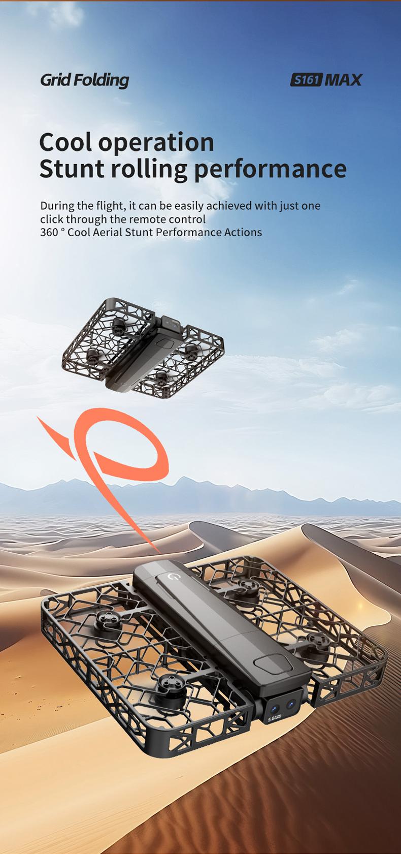 Folding Selfie Drone with HD Camera Gesture Control & Auto Follow Me Quadcopter for Adults Gesture Control, Waypoint Flight, Stunt Mode, 360° Protection, One-Key Operation foldable optical flow positioning obstacle avoidance