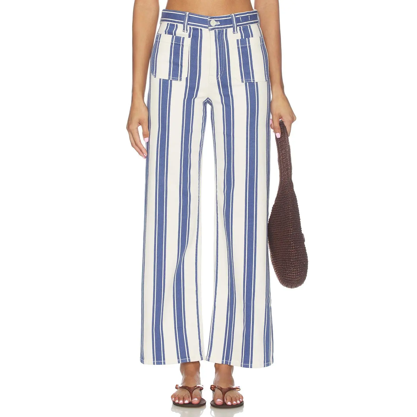 Madewell The Emmy Wide Leg Pant in Waterfall Stripe