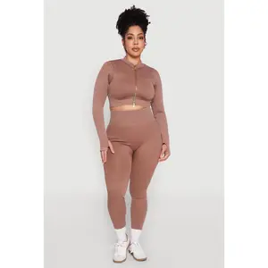 Plus Size Daisy Compression Rib Acid Wash Leggings