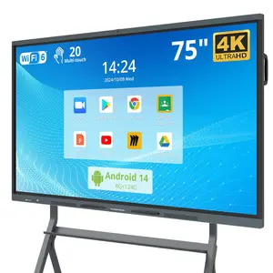 75″ Smart Board, 4K UHD Interactive Whiteboard with Android 14 System and 13MP Camera, All in One Digital Whiteboard for Home, Classroom and Business (Wall Mount Included)