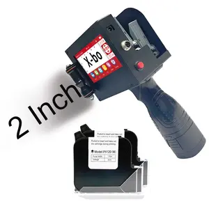 Dual Nozzle Large Charater Handheld Inkjet Printer, 2"/50.8mm Print Height, Smart Expiry Date/Time/Barcode/QR/Logo/Label/Batch Number Code Machine for All Surface