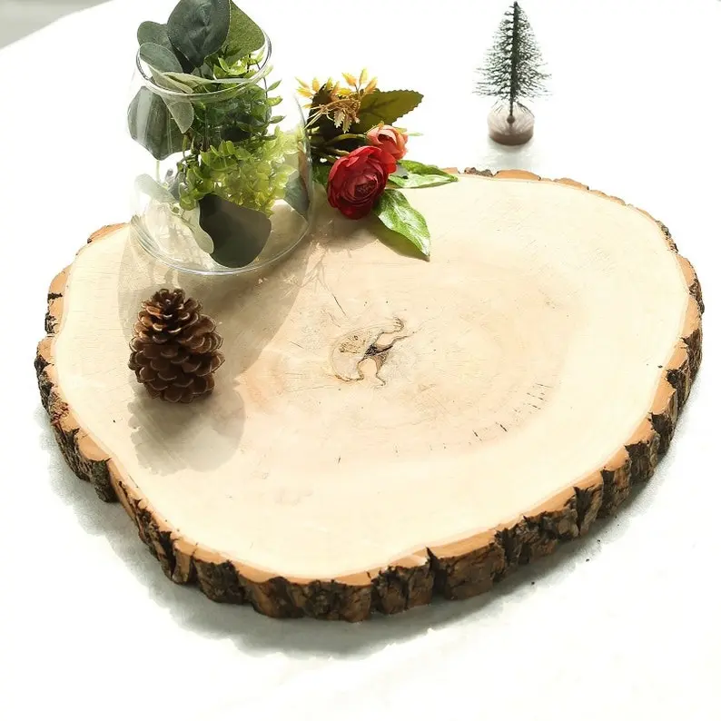 Natural Poplar Wood 18" Fresh Cut Wood Slices Round Wood Slab for DIY Crafts, Rustic Wedding Decor, Lightweight & Sturdy Design