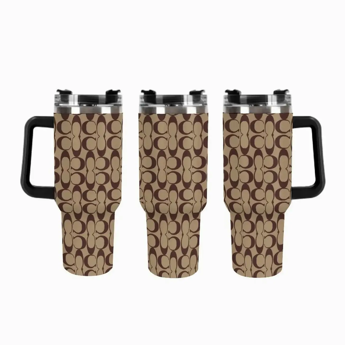 40oz Classic C Monogram Print 40oz Tumbler with Straw - Luxury Inspired Signature C Print Insulated Cup