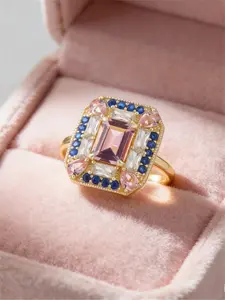 Women's Engagement Ring Luxury Vintage Alloy Zirconia Decorated, Daily Wear Wedding Anniversary Party Valentine's Day Gift