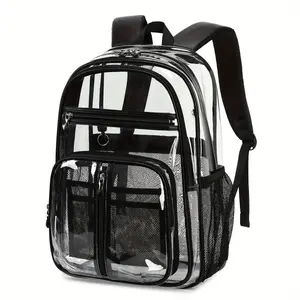Cusangel Heavy-Duty Transparent Backpack - Large Capacity TPU Backpack with Adjustable Straps, Clear Front Panel & Zipper Closure, Heavy-Duty TPU Construction for Travel, Work, Gym