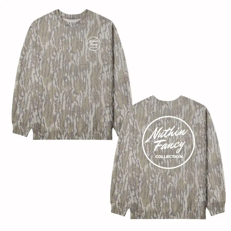 Washed Out BOTTOMLAND Nuthin Fancy Men’s Tibbee Flex Camo Sweatshirt, Hoodie with Tree Print, Long Sleeve Outdoor Hunting Pullover Hooded, Soft & Durable Camouflage Sweatshirt, Gift for Men, Gift for Her