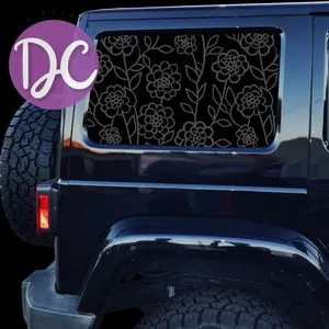 DC Prints Floral 2 Car Decal for Vinyl Window Decal - Removable, Not Reusable, Water-Resistant, Suitable for Extreme Weather Conditions
