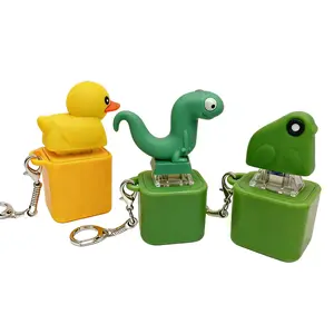 Lizard / Frog / Duck Keychain Sound Fidget Toys,Rechargeable Lizard Anxiety Relief Keychain Button Toy with Colorful Light & Sound, Fun Portable Anxiety Relief Toy, Adults Keyboard Clicker