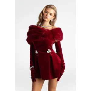 Simone Velvet Dress (Red)