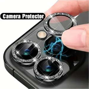 Glitter Back Camera Protector Tempered Glass Protective Screen Protector Cellphone Accessories for iPhone 16 15 14 13 12 11 Pro Max
