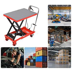 GARVEE Hydraulic Lift Table Cart 500lbs, Lift Table Capacity 28.5 Inch Lifting Height, Manual Single Scissor with 4 Wheels and Non-Slip Pad Thickness 3mm for Material Handling and Transportation GARVEE Hydraulic Lift Table Cart 500lbs, Lift Table Capacity 28.5 Inch Lifting Height, Manual Single Scissor with 4 Wheels and Non-Slip Pad Thickness 3mm for Material Handling and Transportation