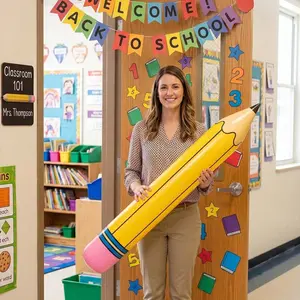 Giant Inflatable Pencil Toy, Durable PVC Material, Reusable Decorative Item, Perfect for Birthday Parties, Pool Parties, Graduation Events