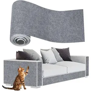 Adhesive Cat Scratching Pad Protector - Self-Adhesive Furniture Guard, Trimmable Mat for Couches, Doors, Grey, 78.7x15.8in