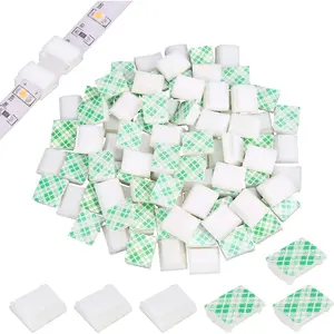 80 count Light Strip Mounting Clips White Self Adhesive Led Light Fasteners Mounting Holder  Clamp Organizer for 10mm Light Strip (10 mm)