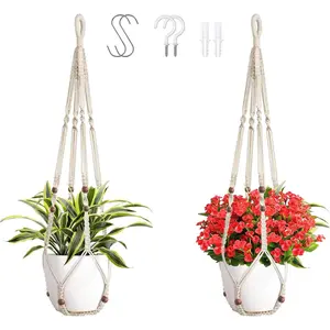 43 Inch Macrame  Hanger Large,Heavy Duty Indoor   Holder for  Pots Hangers for Live ,Outdoor Garden  and Boho Wall  Ceiling Decor,2 Set(Planter Pot Not Included)