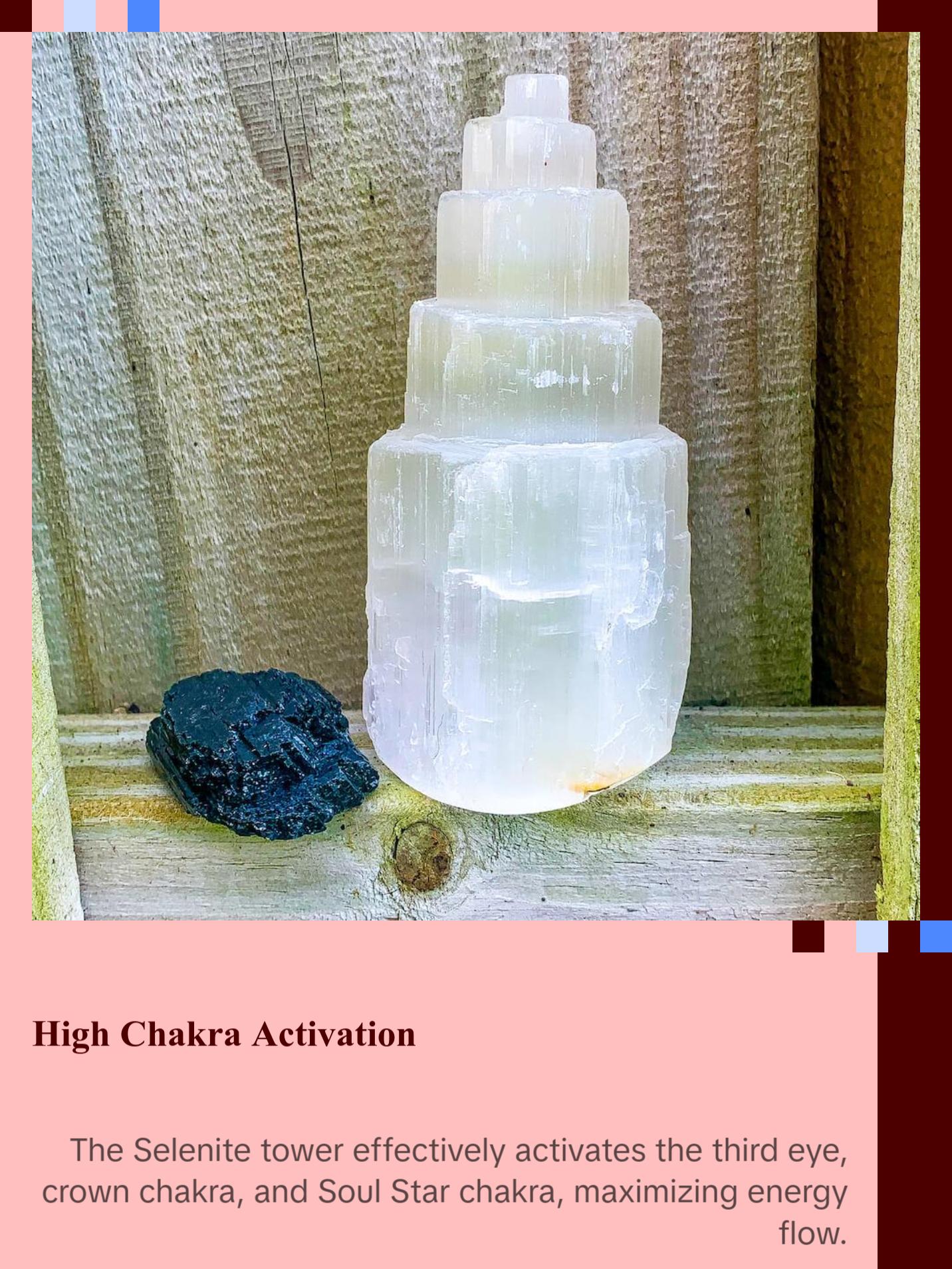 Raw Selenite Tower and Black Tourmaline Raw - Protection Bundle
