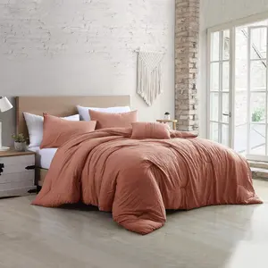 Modern Threads 4-Piece Garment-Washed Comforter Set Beck Dark Rose King