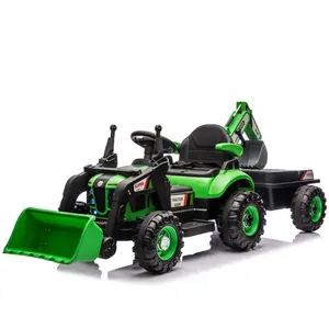 24V Kids Ride On Tractor - 4-in-1 Construction Ride-on Toy with Parent Remote Control, Music, LEDs, 3 Speeds - Ideal Gift for Kids