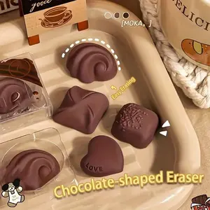 4-Piece Realistic Chocolate Eraser Set, Novelty Fun Back-To-School Gift Pack, Perfect for Drawing and Writing Supplies, Writing Stationery