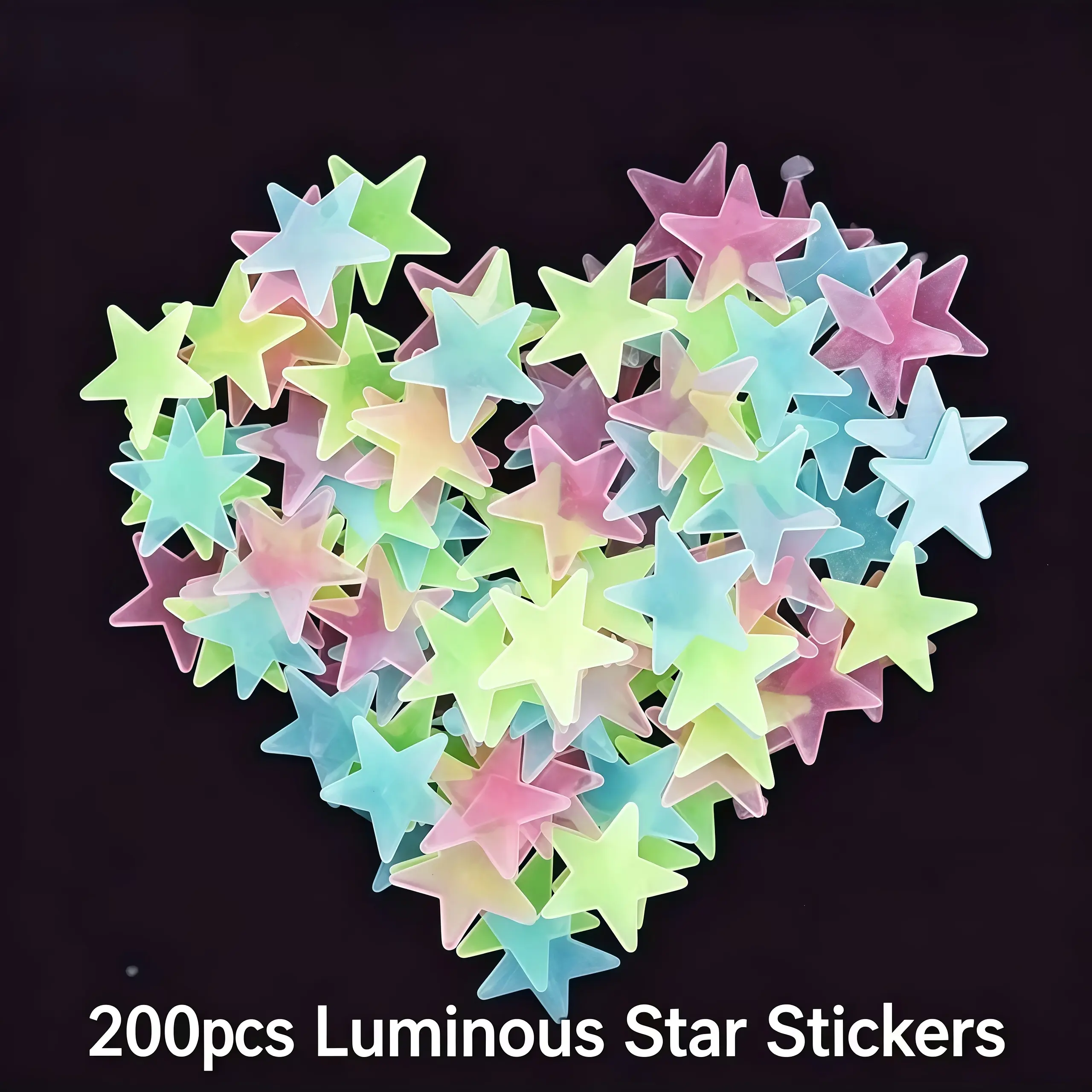 200 pieces of multi-color sparkling dark star stickers, glowing star wall stickers, glowing dark star stickers, 200 pieces of colorful glowing star bars, glowing stars for ceilings and walls, children's room decoration night glowing stickers