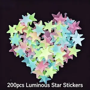 200 pieces of multi-color sparkling dark star stickers, glowing star wall stickers, glowing dark star stickers, 200 pieces of colorful glowing star bars, glowing stars for ceilings and walls, children's room decoration night glowing stickers