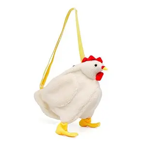 Women's Crossbody Bag - Cute Chicken Bag Fluffy Hen Shoulder Plush Handbag Crossbody Purse,Funny Animal Cartoon Crossbody Bag