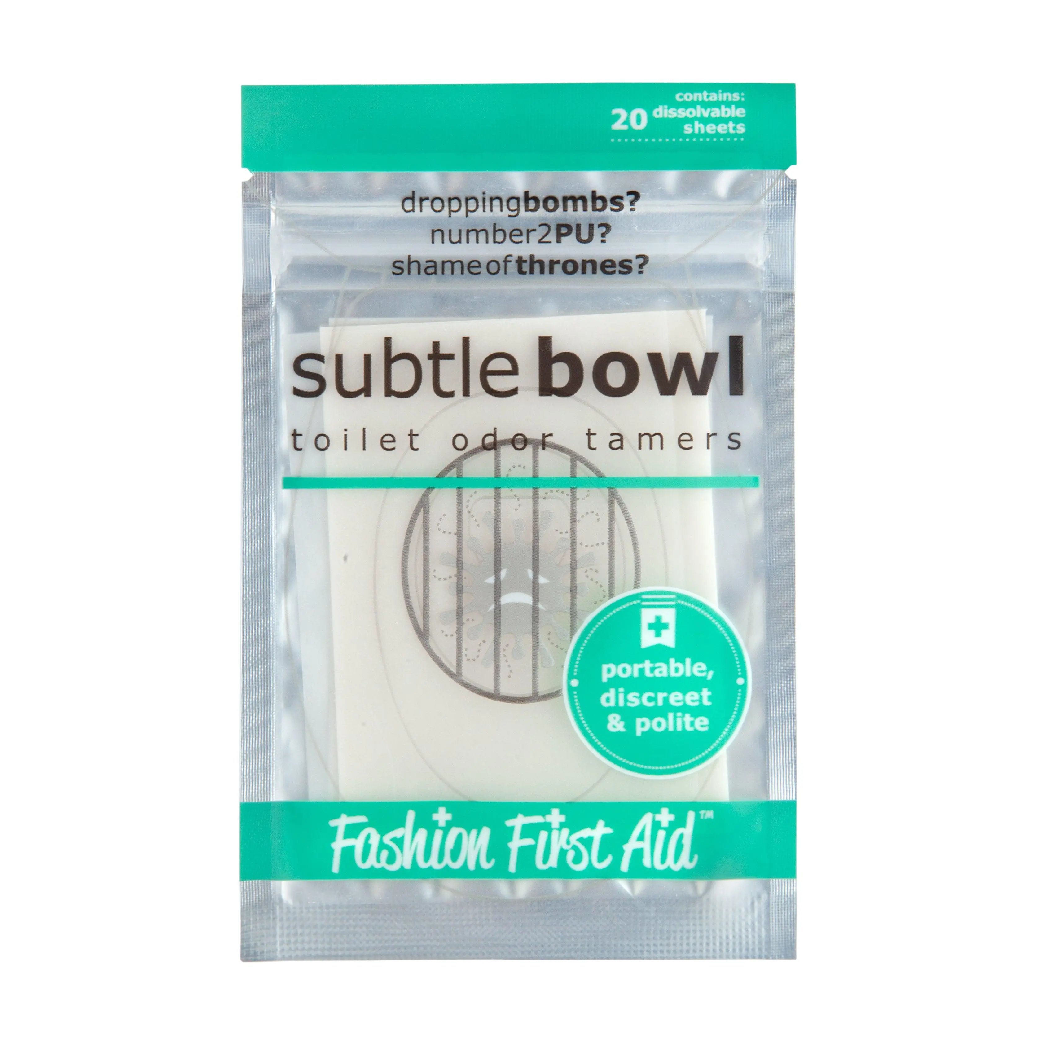 Subtle Bowl Toilet Odor Dissolving Sheets, Non-liquid for Travel, Mint