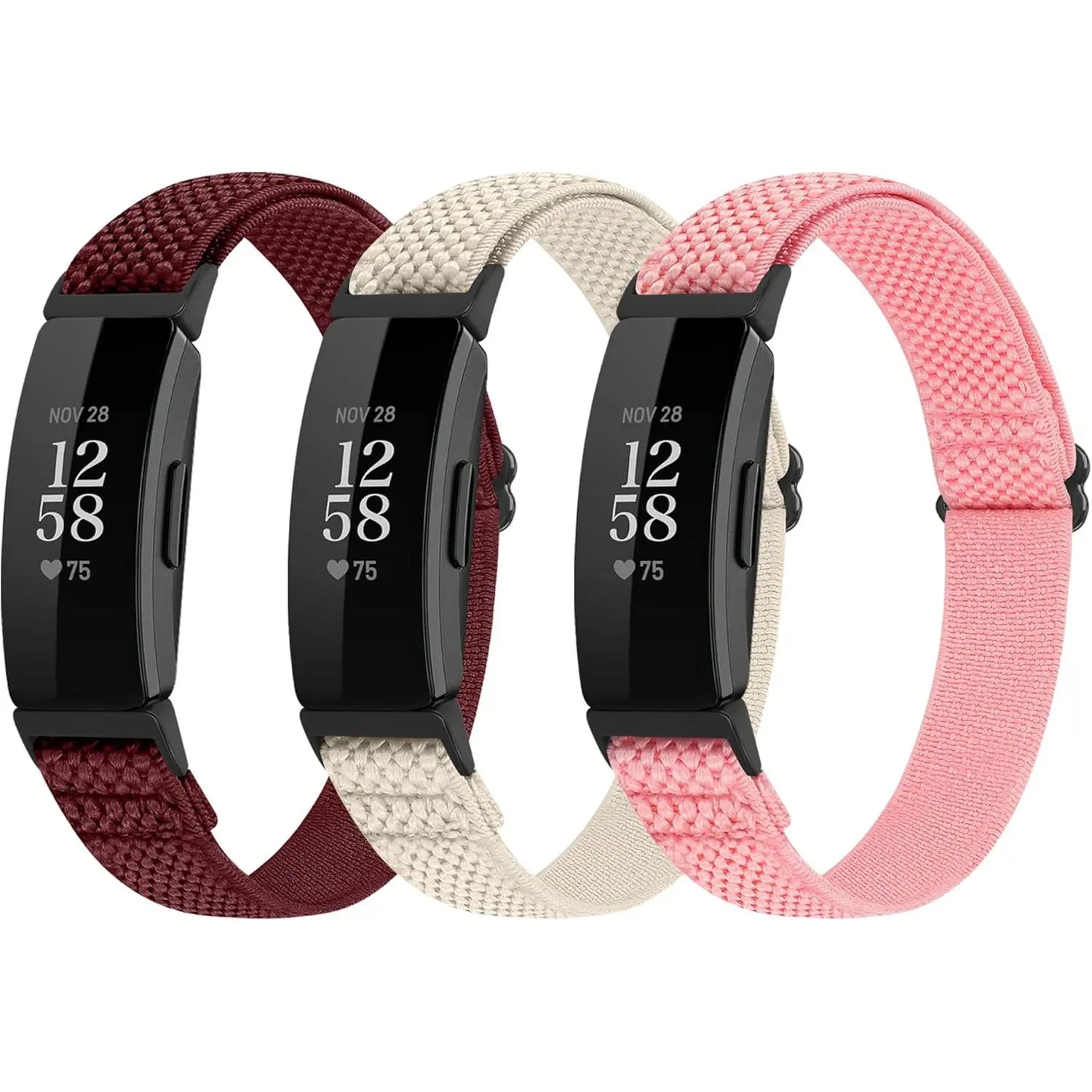 Adjustable Elastic Nylon Sport Bands Compatible with Fitbit Inspire 3/Inspire 2/Inspire/Inspire HR/Ace 2/Ace 3, Soft Loop Stretchy Straps Replacement Wristbands for Fitbit Inspire Women Men Wearable Device
