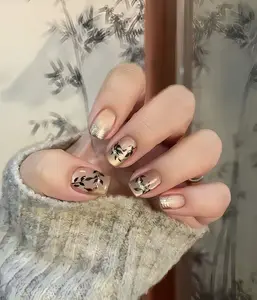 new arrivals handmade press on nail high quality wholesale nail painted by hand Glossy Fake Nails Glitter Nails