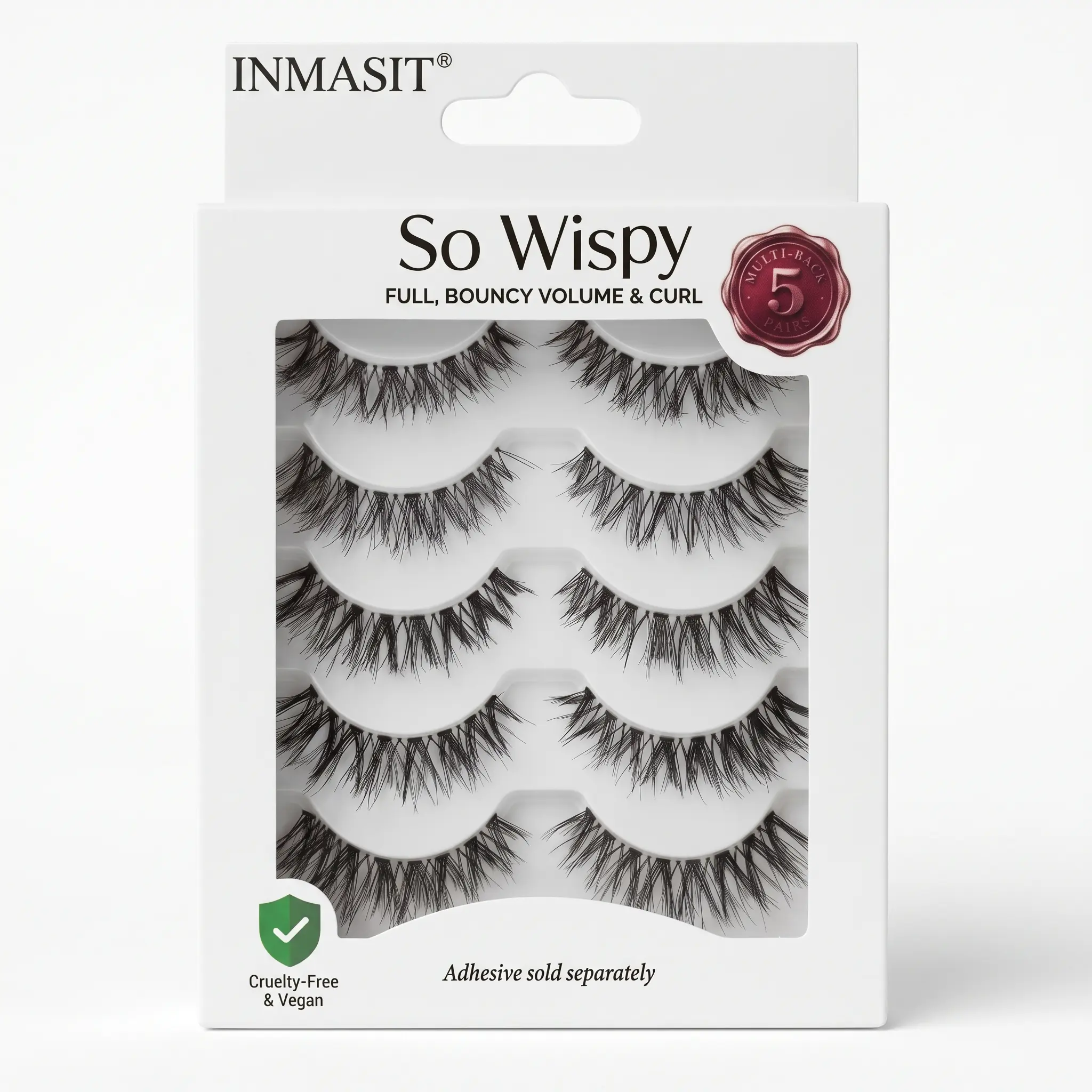 INMASIT 3D Wispy Fluffy Mixed False Eyelashes, Faux Mink Artificial Lashes with Clear Invisible Band Reusable 8-18mm C Curl for Daily Wedding Party Makeup