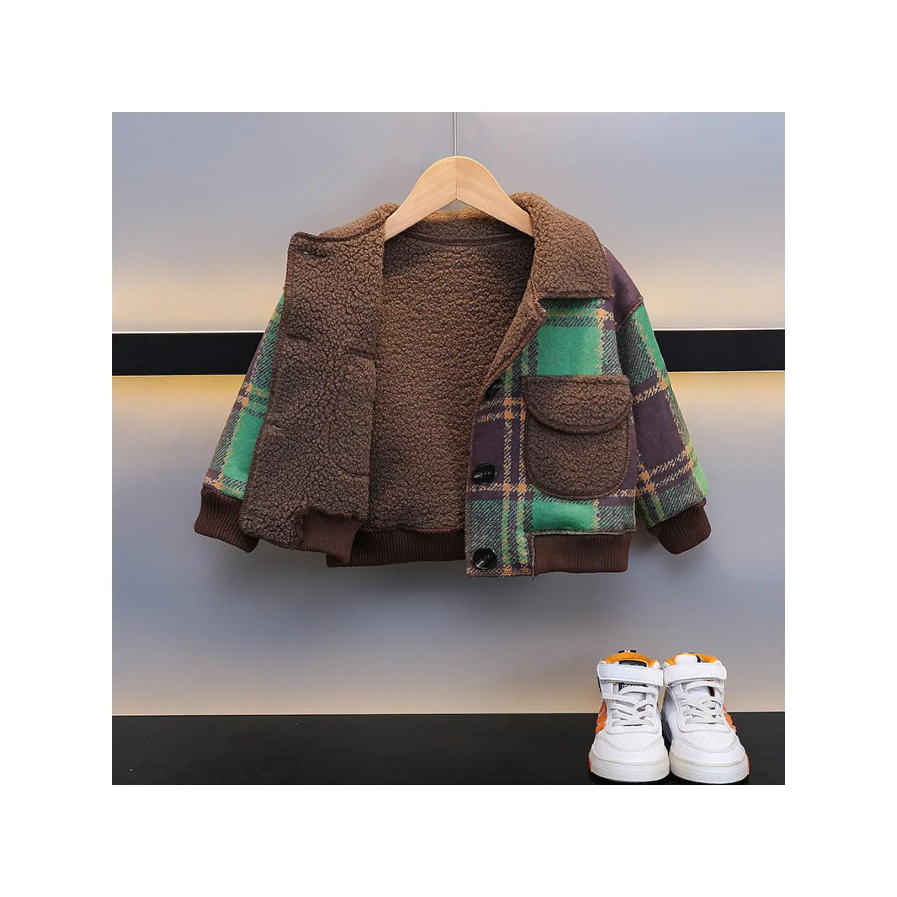 NewWarm Boys' Casual Crew Neck Polyester Plaid Coats - Stylish Long Sleeve Fall-Winter Cold-Weather Outerwear for 1-2y, 3-4y, 4-5y, 5-6y Basic Kids, Plain