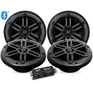 BMS654BT 1000W Peak 4-Channel Bluetooth Amplifier with Four 6.5" 2-Way Coaxial Marine Speakers