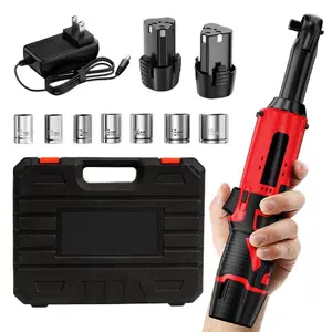 Electric Right Angle Ratchet Wrench,Cordless Electric Ratchet Wrench Set,12V Power Ratchet Tool Kit With 2 Packs,Rechargeable 1500mAh Lithium-Ion Battery And Charger,Socket Ratchet Torque Wrench for Professional Car Repair