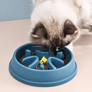 Slow Feed Pet Bowl for Dogs Cats & Rabbits Anti-Choking Slow-Eater Dish with Anti-Skid Base Durable Plastic Food Dish for Puppies Pets Prevent Gagging Messes