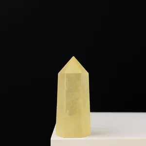 Natural Citrine Crystal Tower – Hand-Carved Polished Hexagonal Point for Abundance, Manifestation, Energy Healing & Positive Vibes – Spiritual Décor and Meditation Stone for Home, Office & Gifts