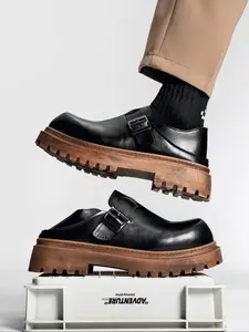 Men's Wide Head Derby Business Shoes, Business Style Shoes, Fashion Casual Comfortable, Outdoor Walking, Two-Way Wear, Daily