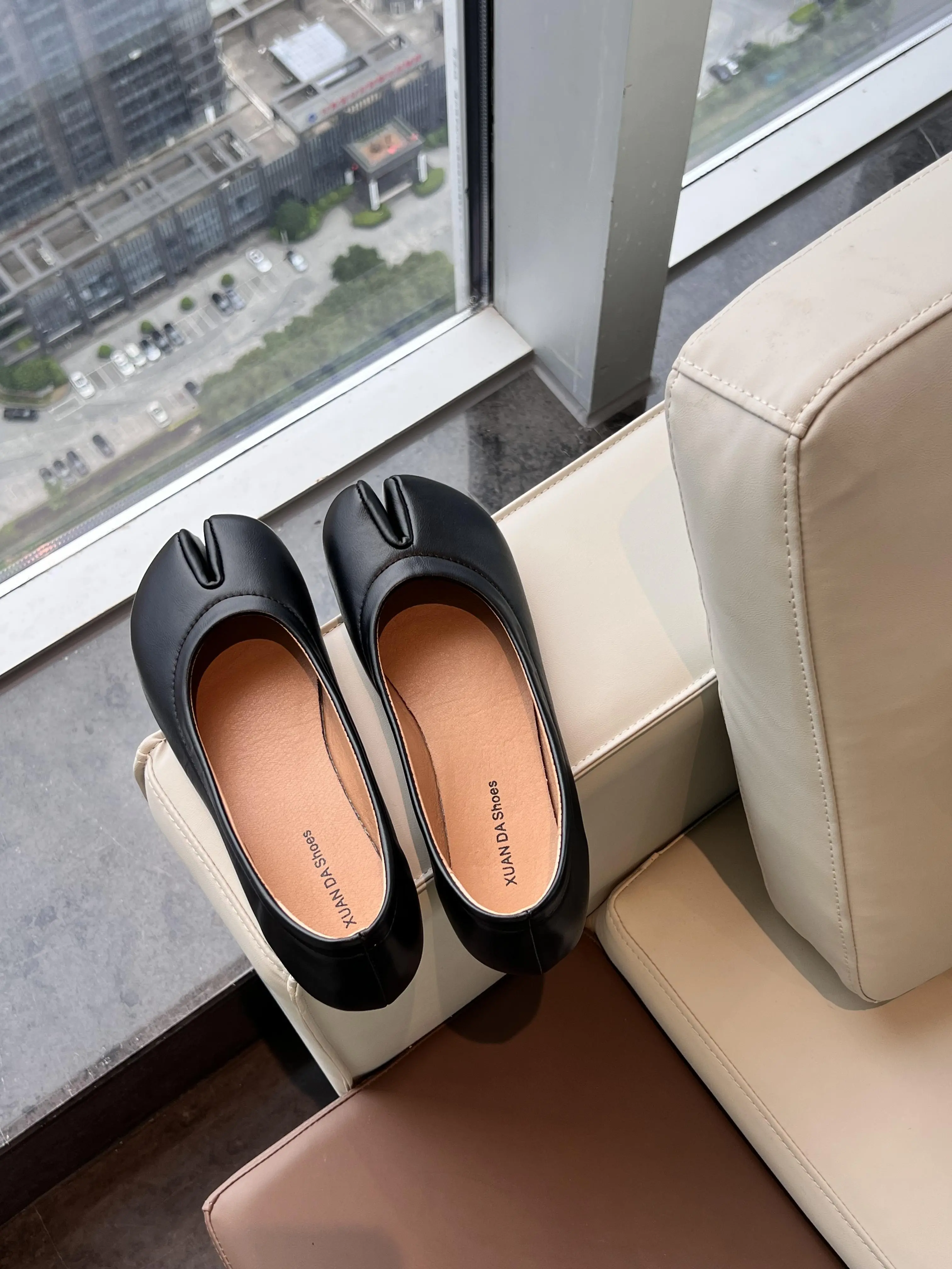 Women's Split Toe Flats with Butterfly-Knot, Elegant PU Leather Slip-On Shoes, Comfortable Walking Footwear for Spring Summer Casual Wear, Fashion Casual Shoes, Walking Shoes Flatform Girl Running Design