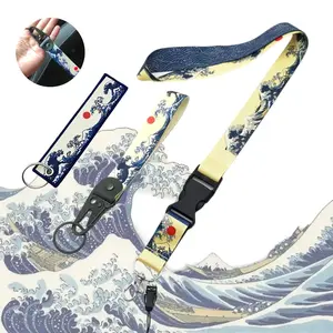 Hokkaido Waves Series Keychain Nylon Thermal Transfer Key Ring Strap Lanyard Jdm Modified for Honda Toyota Moto Auto Accessories