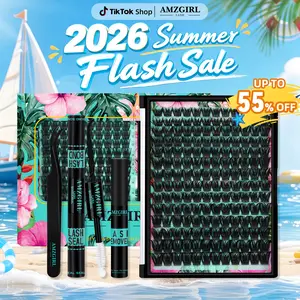 AMZGIRL LASH Tulip 168Pcs  Waterproof DIY Individual Lashes Clusters Kit with Long-lasting Lash Bond Seal Tweezers Remover D curl 10-18mm Beginners Friendly Fluffy Must-have Cosmetic Lightweight  Makeup Eyelash Glue Extension Eyelash Falsie