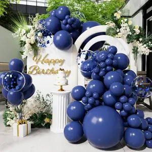 Navy Balloons and Confetti Balloons 18/12/10/5Inch Different Sizes 60 count Set Shiny Latex Helium Dark Navy Balloon for Birthday Party Graduation Anniversary Decorations