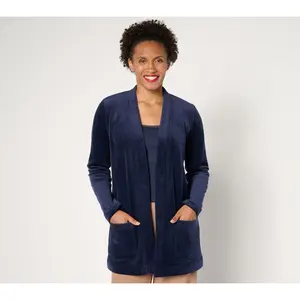Susan Graver Regular Knit Corduroy Fusion Open Front Cardigan