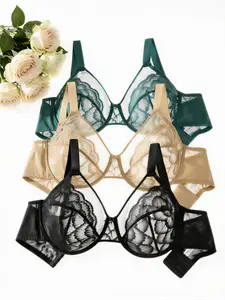 3-PackUnderwire Bras ,  Mokongfu Women's Unlined Plus Size (42 44 46 48DDD F G E G cup) Full Coverage for Large Busts, No Spillover Lift Support, Soft Breathable Lace, Wide Straps, Bounce Control Everyday Comfort Lingerie