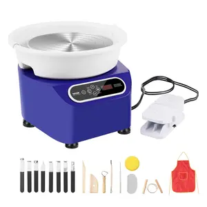 【Summervibes】VEVOR Pottery Wheel,  , 11 inch Pottery Forming Machine, 350W Electric Wheel for Pottery with Foot Pedal and LCD Touch Screen, Direct Drive Ceramic Wheel with Shaping Tools for DIY Art Craft, Blue